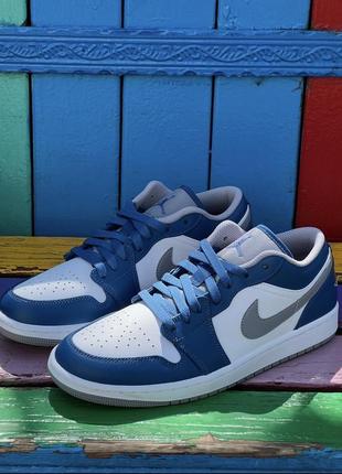 Кроссовки nike air jordan 1 low true blue cement grey джордан джорданы ...