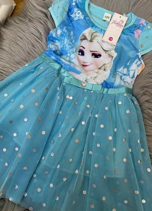 Дитяча карнавальна сукня ельзи для дівчинки з мультфільму холодне серце літня горохи gh р 85-125