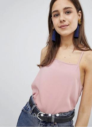 💙💛sale рожевий легкий топ на бретельках з кільцем new look