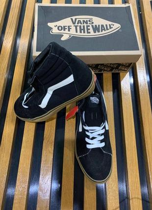 Хіт сезону кеди vans sk-8 old skool олд скул black/gum hi sk8 sk 8 високі венс чорні на коричневій підошві3 фото