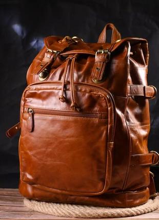 Рюкзак вінтажний коричневий шкіряний1 фото