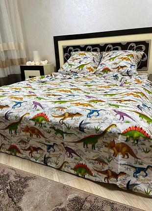 Постільна білизна двоспальна динозаврики
