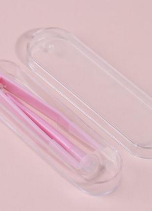 Пинцет для линз у футляре с палочкой розовый