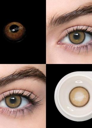 Цветные линзы для глаз коричневые  maria brown  контейнер для хранения в подарок2 фото