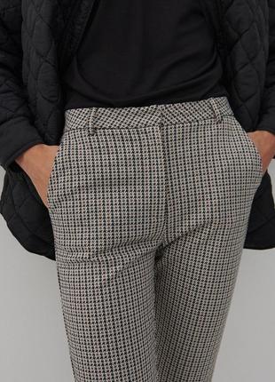 Стильные женские жаккардовые брюки сигареты брюки в мелкий рисунок гусиную лапку клеточку3 фото