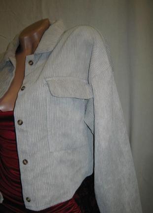 Пиджак женский misssuided б/у вельветовый короткий, размер 44-46 серый8 фото