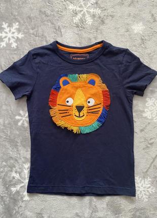 Интересная детская футболка со львом blue zoo