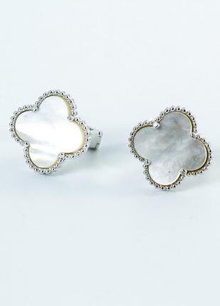 Срібні сережки зі вставками перламутру 02-00012-90