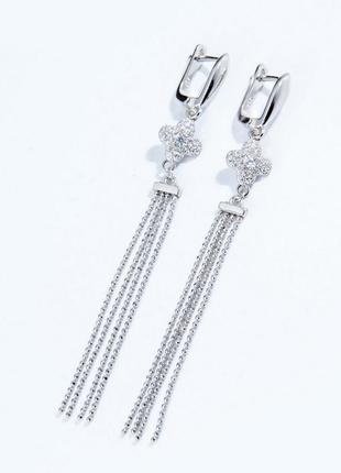 Срібні сережки з підвісками зі вставками фіанітів 02-00022-10