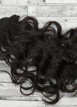 5418 трессы волосы на заколках набор 6 прядей темно-коричневый №2 волнистые2 фото