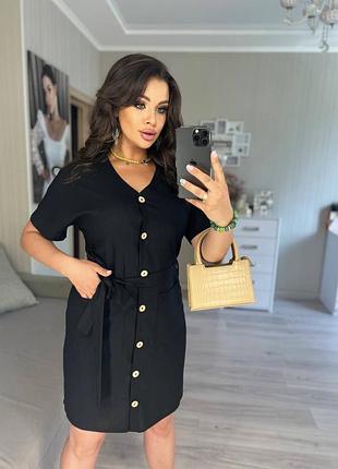 Стильна лляна сукня-сорочка