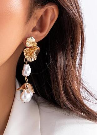 Невероятные серьги жемчуг золото