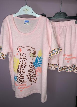 Набор для девочки шорты+футболка с тигром4 фото