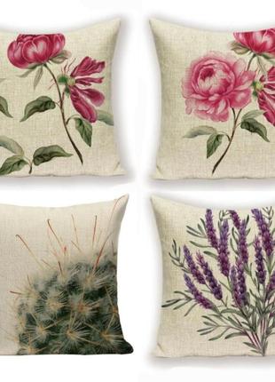 Наволочка 45×45 декоративная полевые цветы