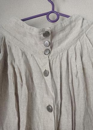 Льняная юбка на пуговицах, цвет бежевый, размер 48-523 фото