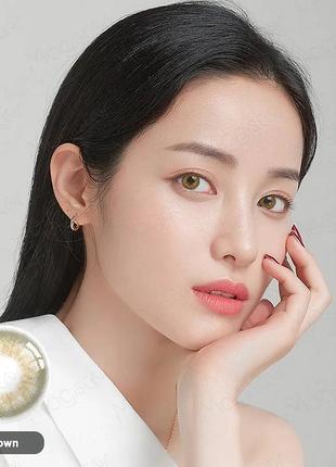 Цветные линзы для глаз коричневые glowy brown контейнер для хранения в подарок