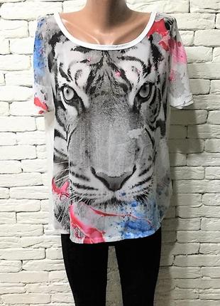 Блуза — футболка з принтом "тигр"5 фото