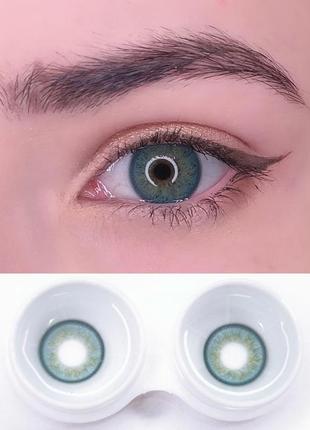 Цветные линзы голубые blue  + контейнер для хранения в подарок