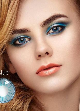 Цветные линзы для глаз голубые blue (пара) + контейнер для хранения в подарок4 фото