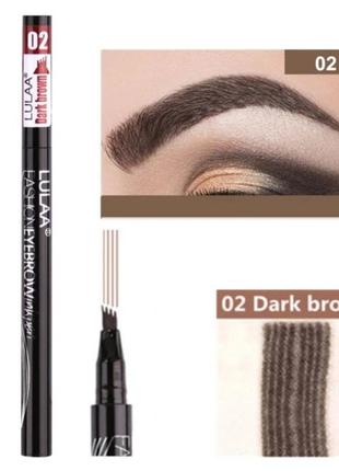 Водостойкий карандаш для бровей с эффектом микроблейдинга тёмно-коричневый 02
