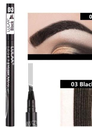 Водостойкий карандаш для бровей с эффектом микроблейдинга чёрный 04