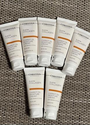 Зволожуючий крем для сухої шкіри christina elastin collagen carrot cream with vitamins a, e&ha,