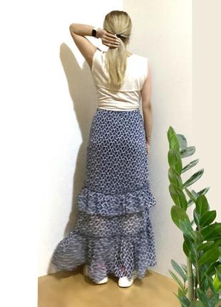L-xl h&m довга асиметрична спідниця юбка принт на резинці5 фото