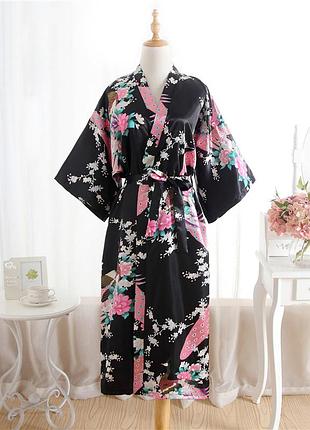 Екзотична атласна домашня сукня- кімоно.