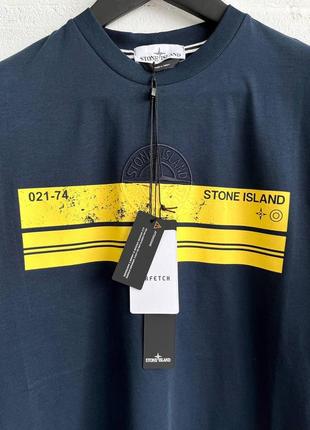 Мужская темно-синяя футболка stone island темно-синя чоловіча футболка stone island2 фото