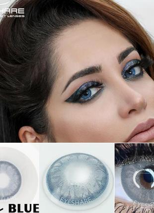 Цветные серо-голубые линзы  gem blue + контейнер для хранения в подарок4 фото