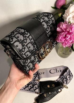 Женская сумка черная седло текстиль через плечо в стиле dior диор текстиль