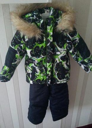 Дитячий зимовий комплект на хлопчика комбез + куртка на 12-18 місяців