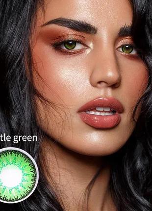 Цветные линзы зелёные green + контейнер для хранения в подарок