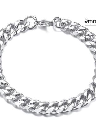 Браслет из нержавеющей стали ширина 9 мм длинна 21см siilver