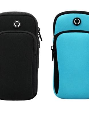 Универсальная сумка-чехол для смартфона на руку  голубая2 фото