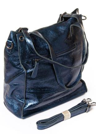 Яркая женская сумка из натуральной мягкой кожи podium p31 8827 синяя2 фото