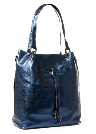 Яркая женская сумка из натуральной мягкой кожи podium p31 8827 синяя