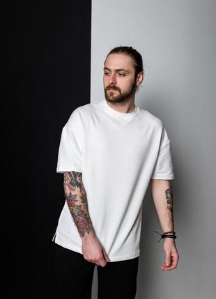 Мужская оверсайз футболка белая / однотонные футболки для повседневной носки