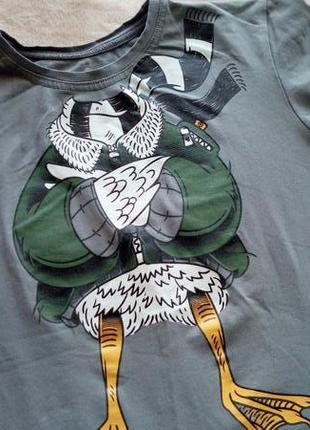 Серая футболка для мальчика aviatsia 128, 7-8 р, птицы