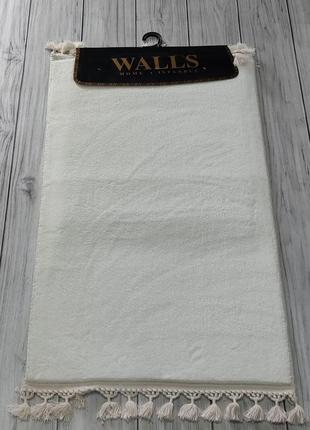 Набор велюровых ковриков для ванной комнаты с бахромой 2 предмета  wall's home турция кремовый