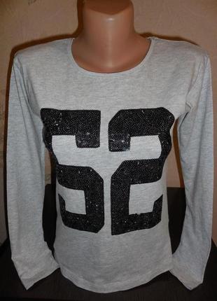 Реглан * here there* котон, украшен паеточками, 11-12 лет (146-152 см)