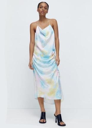Платье tie dye стильное сарафан на тонких брителях