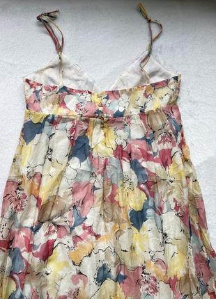 Летнее платье zara сарафан макси шелковое цветочный принт3 фото