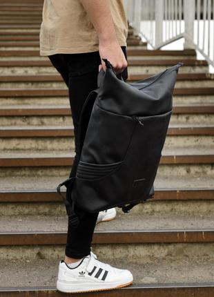 Рюкзак большой стильный мужской кожаный эко черный4 фото