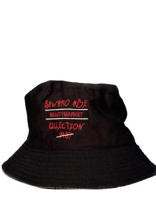 Панама unisex двусторонняя черная onesize