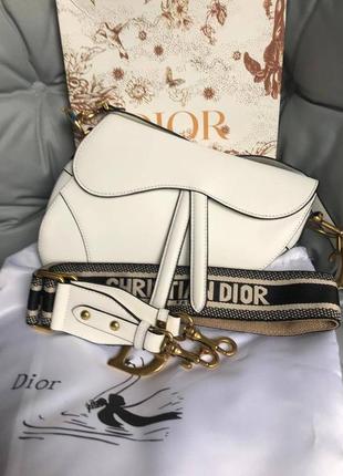 Сумка кобура седло dior белая7 фото