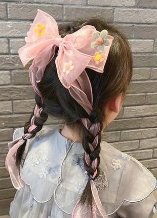 Дуже гарні дитячі банти бантики приколки заколки прикраси для волосся рожеві та бузкові3 фото