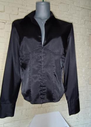 Женская винтажная блуза из стрейчевого сатина,батал,48-50 размер