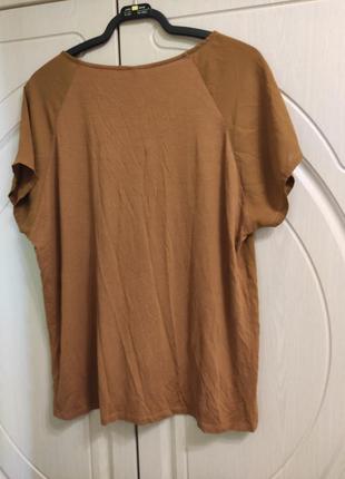 Вискозная свободная  блуза овкрсайз горчичного цвета р.524 фото