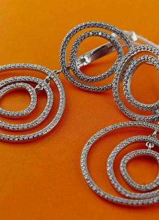Срібні сережки з камінням, срібло 925 проба5 фото